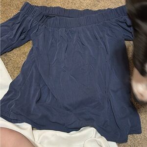 Chic Off-Shoulder Blue Blouse